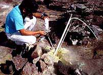 Sampling volcanic gases