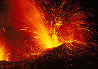 Strombolian activity from Mt. Etna in October 2002.