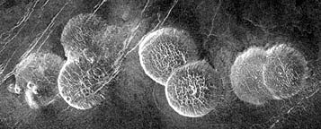 Pancake domes in the Alpha Regio region of Venus